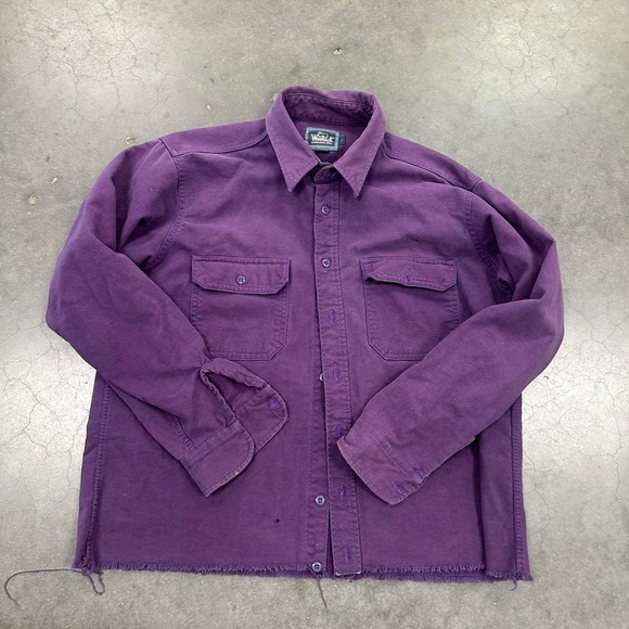 Woolrich Other - Vintage Woolrich Purple Chamois Shirt Distressed Thrashed Grunge Raw Hem Sz Lrg